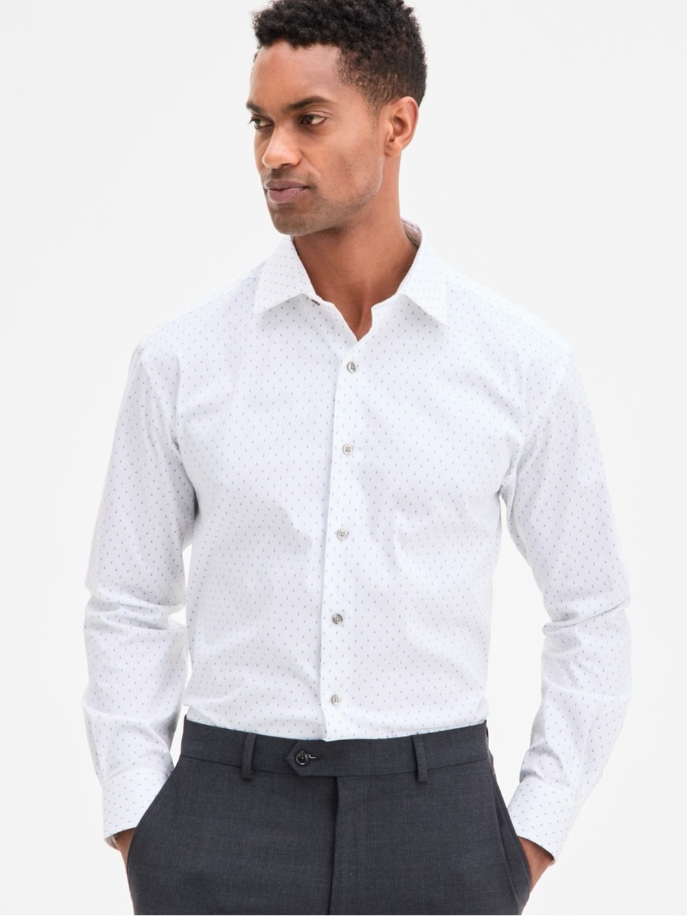 Alfani White Micro-Pattern Dress Shirt